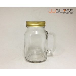Mason Jar 620 Gold - Handmade Colour Water Glass, Cover Gold,  22 oz (620 ml.)  